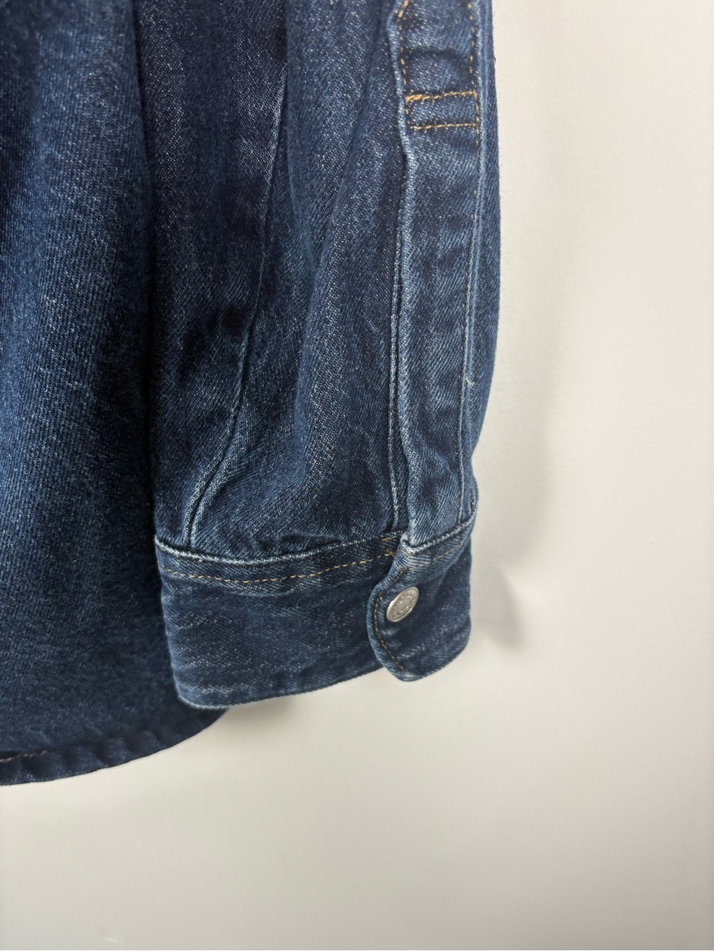 Levi Strauss Men's Dark Blue Denim Jacket Tan Corduroy Collar Heavy Weight Large - Picture 8 of 13
